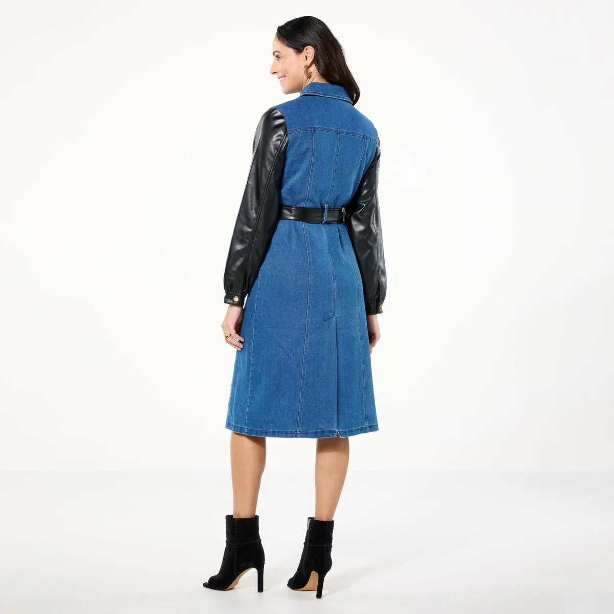      kathy ireland® Fashion 360 Denim British Tower Maxi Trench Coat     