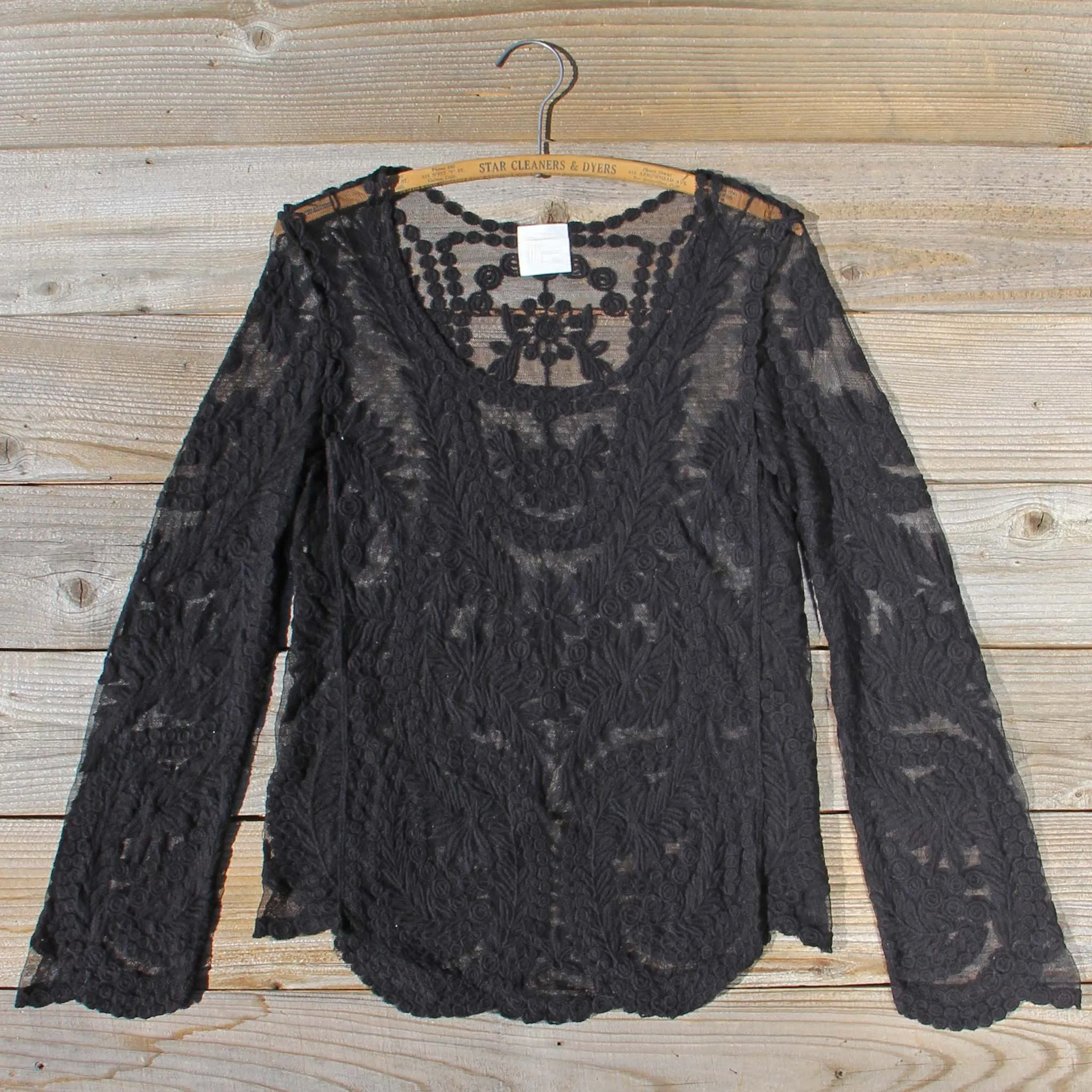 Laced in Snow Blouse in Black