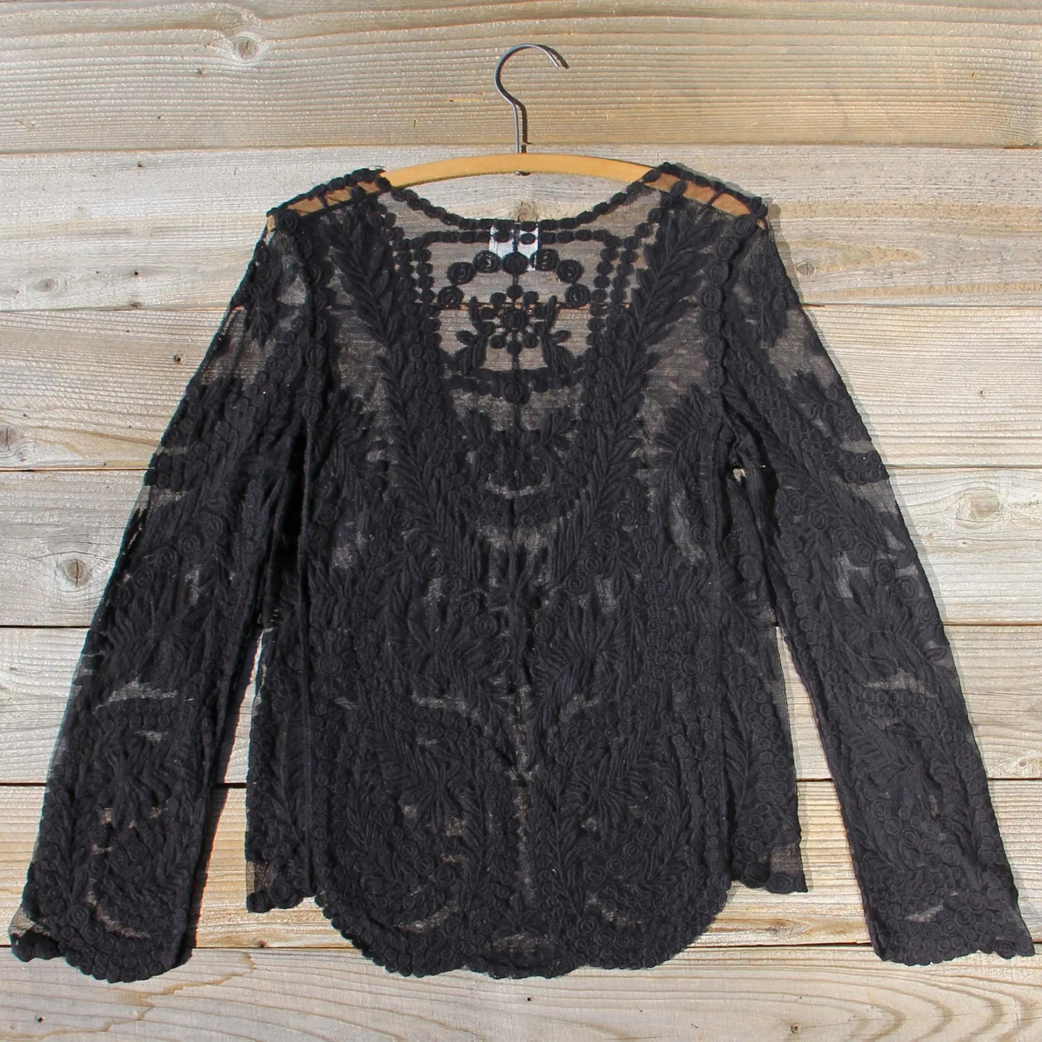 Laced in Snow Blouse in Black