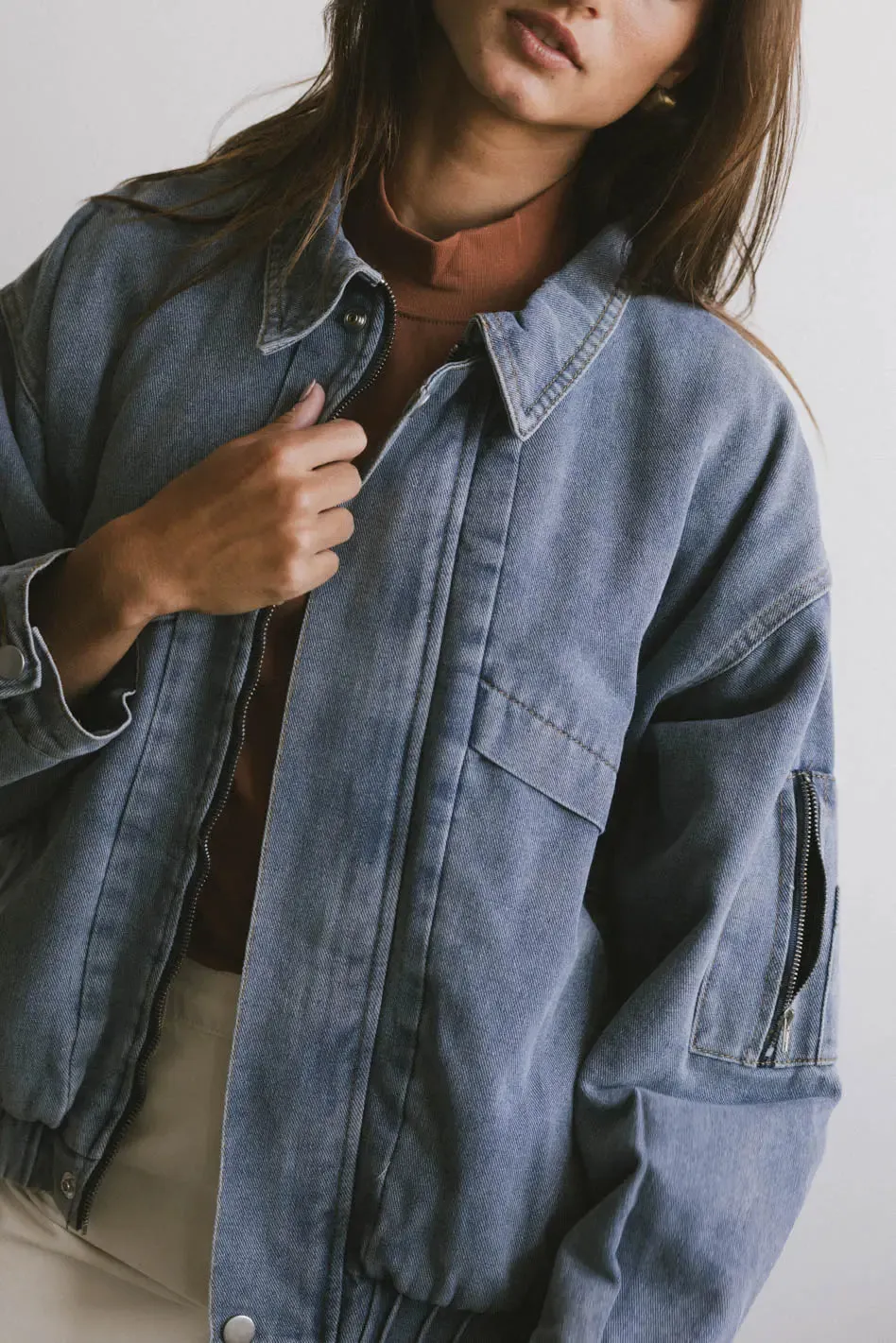 Maeve Denim Bomber Jacket