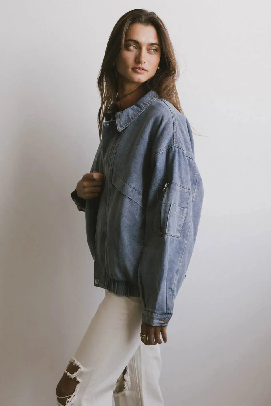 Maeve Denim Bomber Jacket