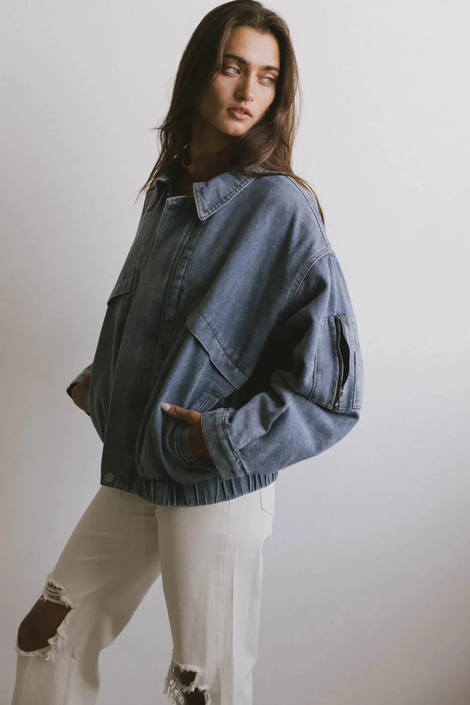 Maeve Denim Bomber Jacket