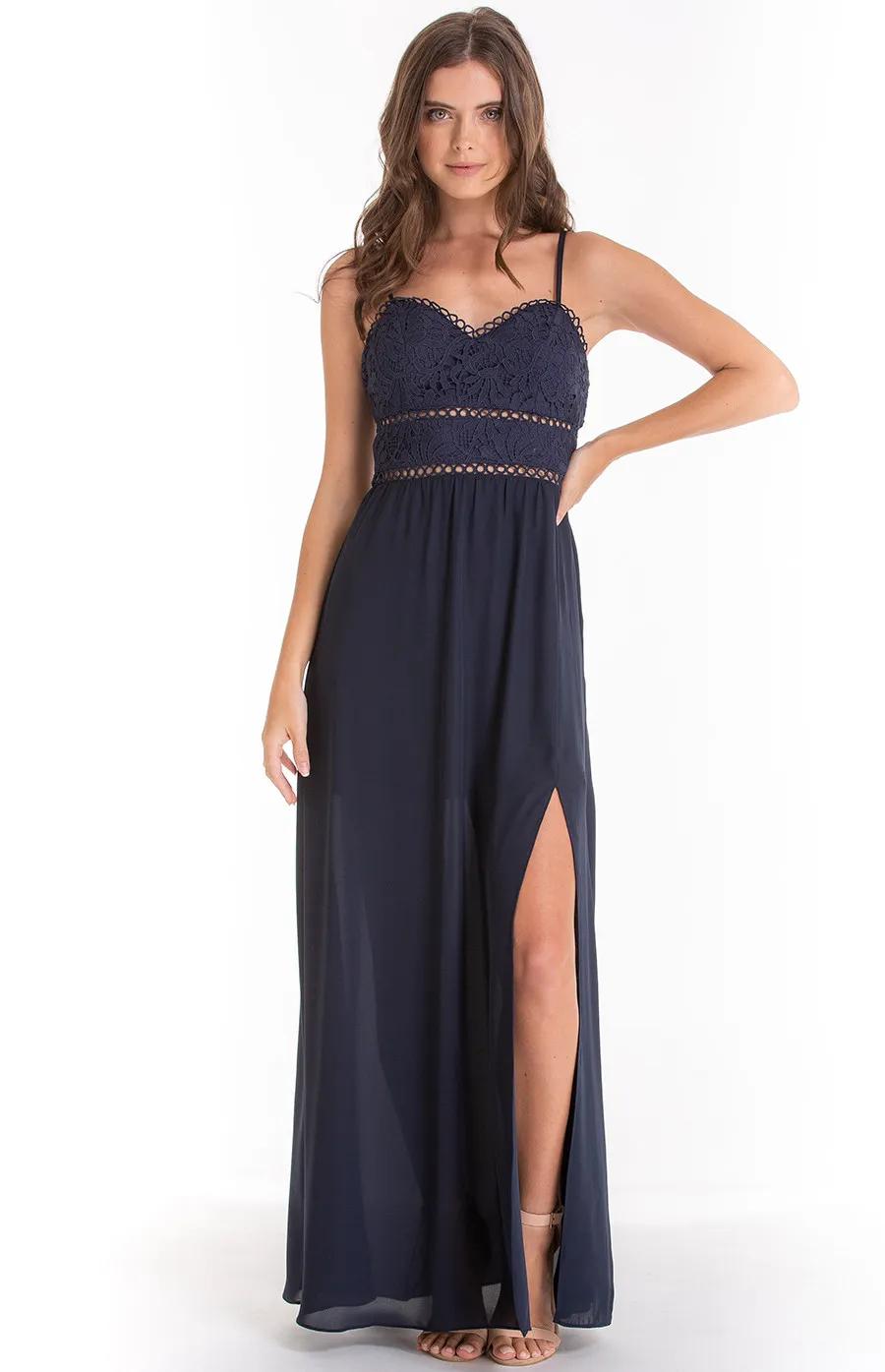 Maxi Dress with Lace Bodice detail (SDR505A)