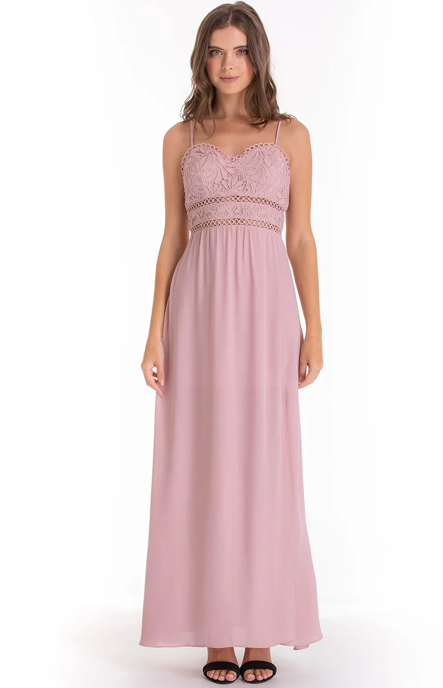 Maxi Dress with Lace Bodice detail (SDR505A)