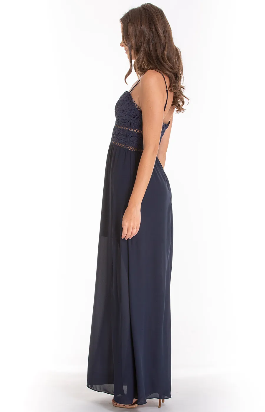 Maxi Dress with Lace Bodice detail (SDR505A)