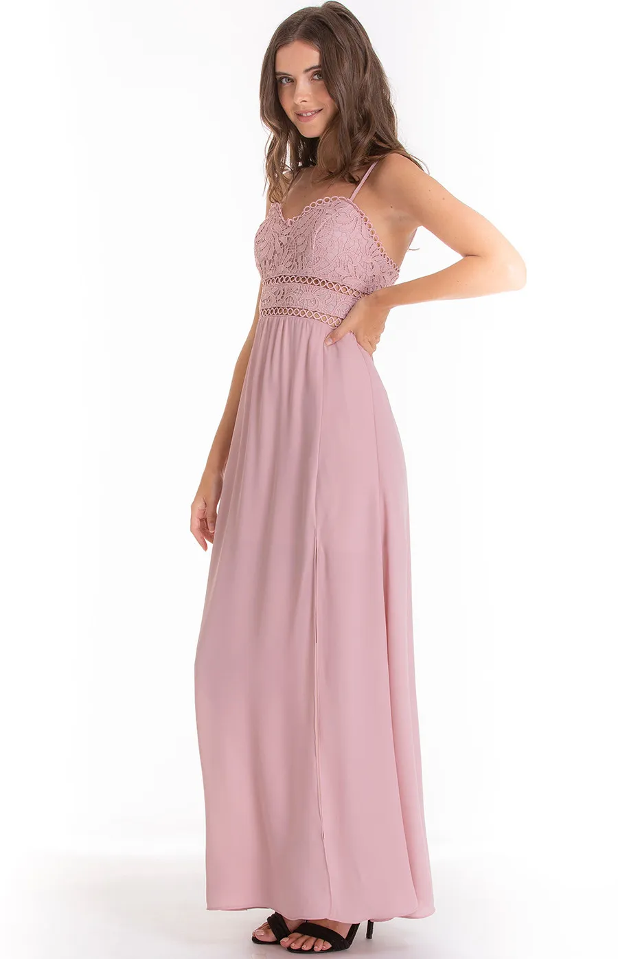 Maxi Dress with Lace Bodice detail (SDR505A)