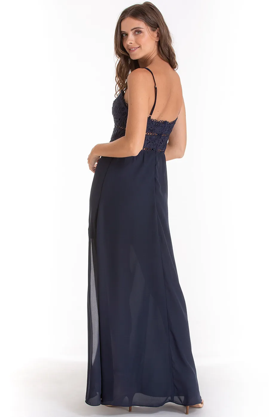 Maxi Dress with Lace Bodice detail (SDR505A)