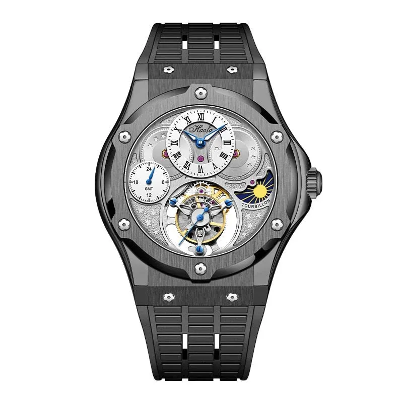 Men's Sapphire Crystal GMT Tourbillon Mechanical Waterproof Wristwatch