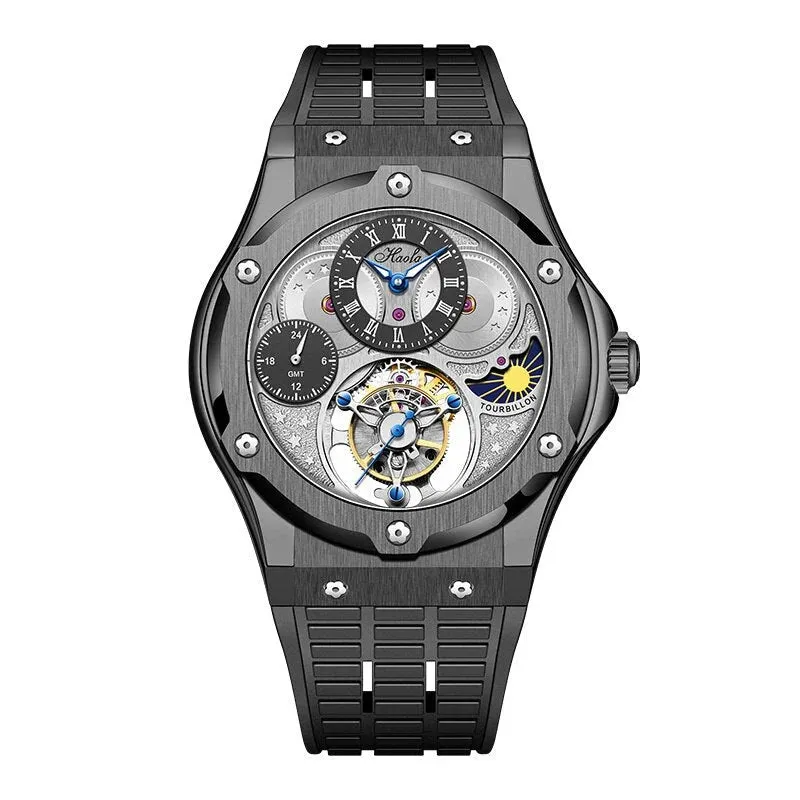 Men's Sapphire Crystal GMT Tourbillon Mechanical Waterproof Wristwatch