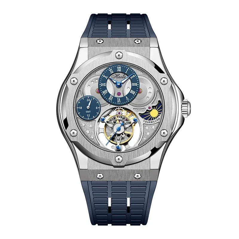 Men's Sapphire Crystal GMT Tourbillon Mechanical Waterproof Wristwatch