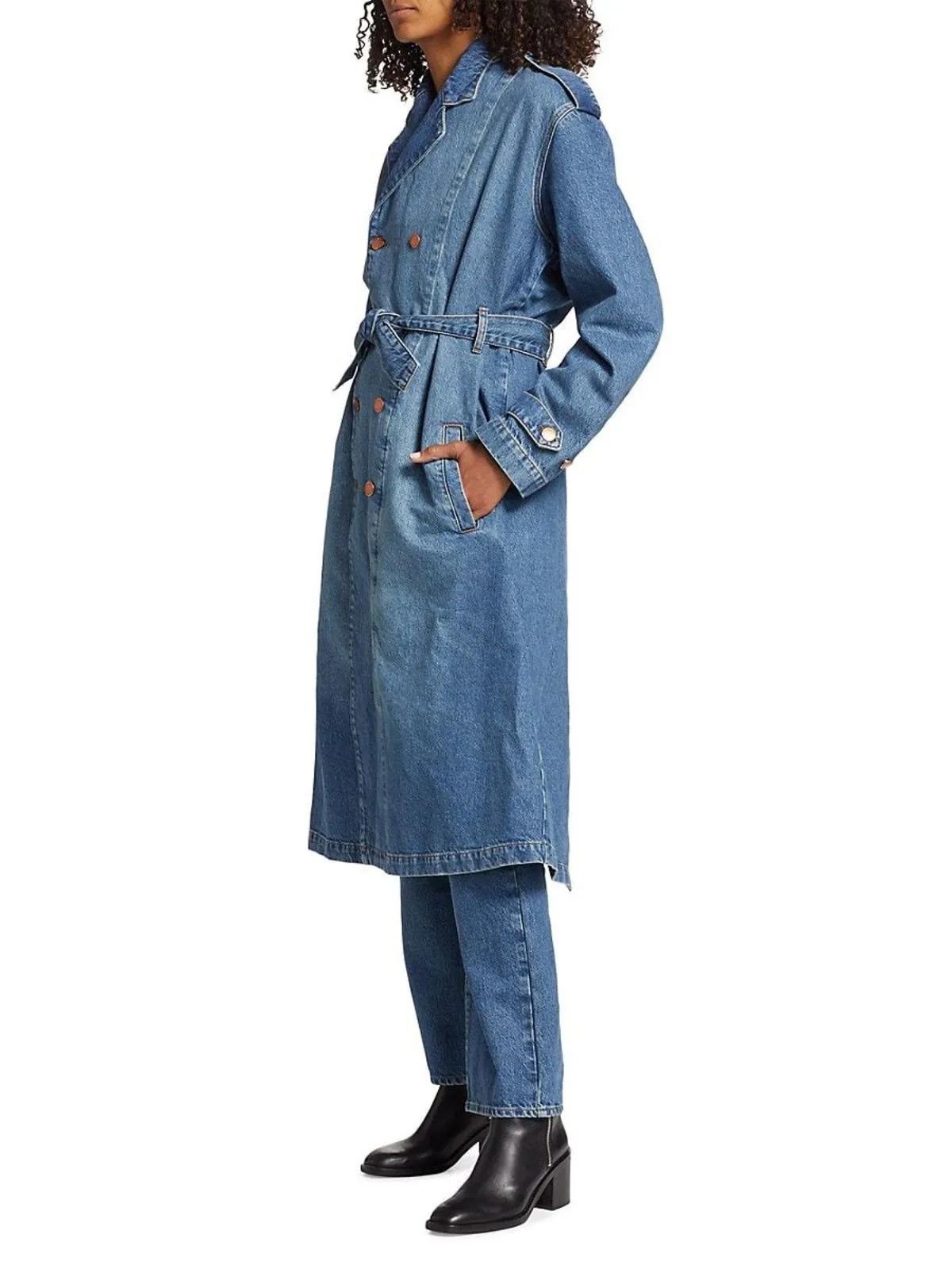 Ms. Jones Denim Trench Coat - Medium Indigo