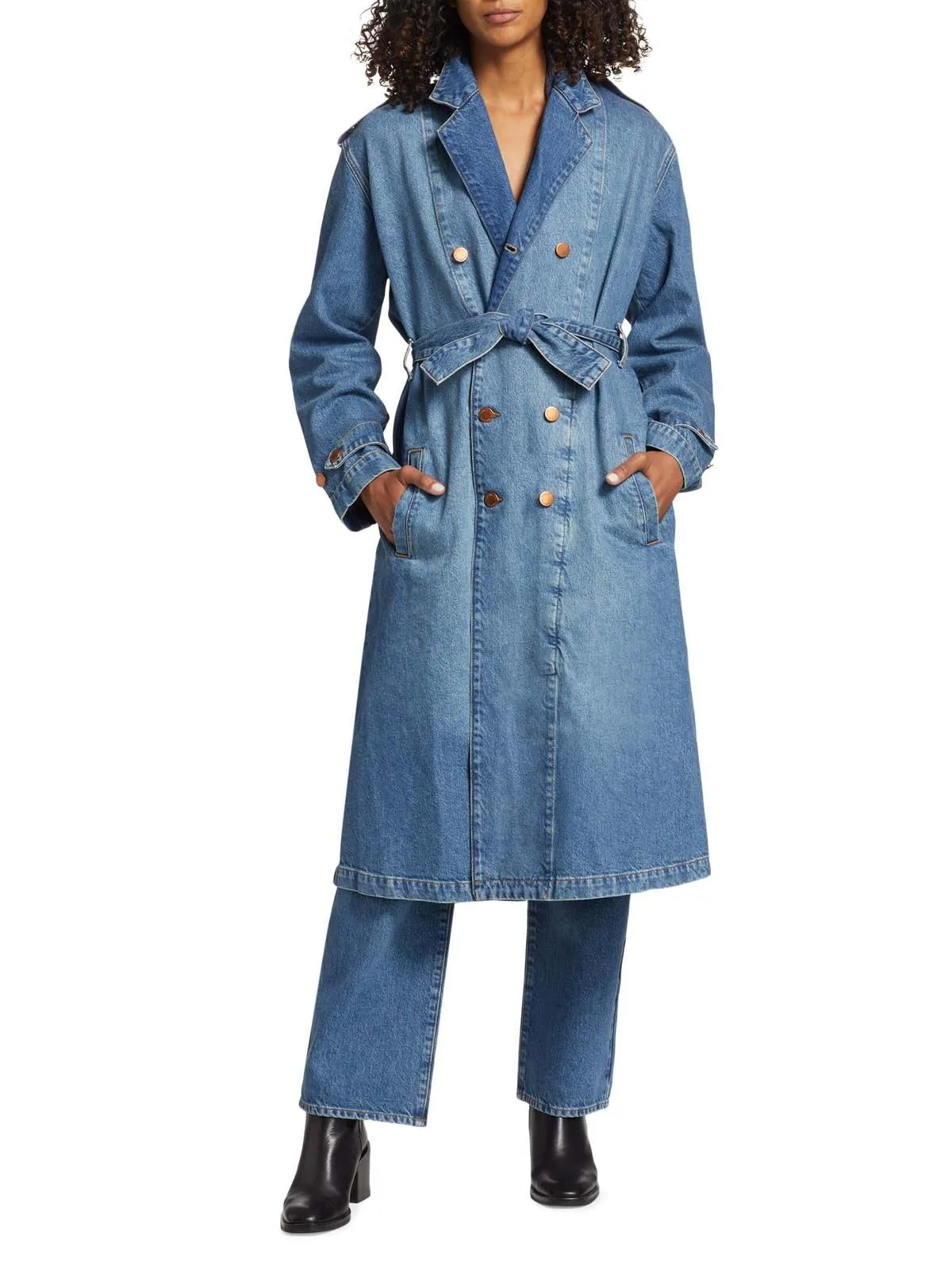 Ms. Jones Denim Trench Coat - Medium Indigo