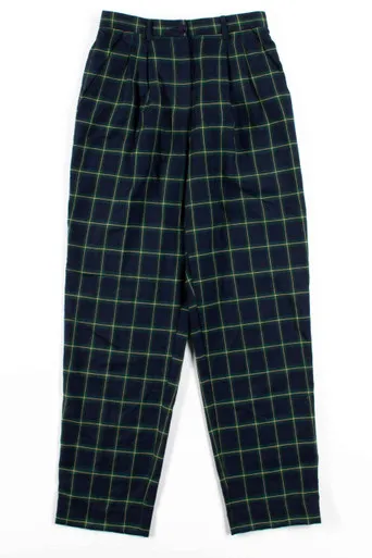 Navy & Green Checked Vintage Pants (sz. Petite 4)