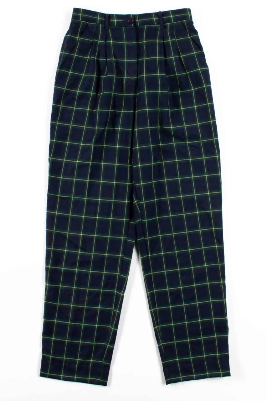 Navy & Green Checked Vintage Pants (sz. Petite 4)