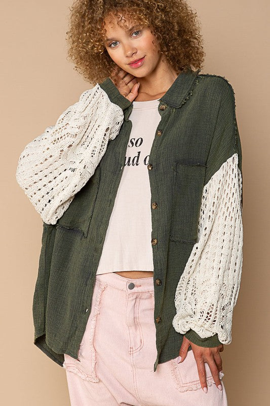 Oversized Gauze Fabric Sweatshirt