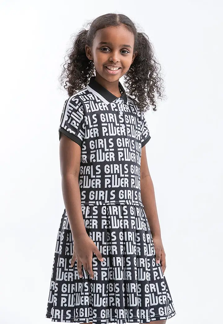 Powerpuff Girls All Over Printed Collared Dress