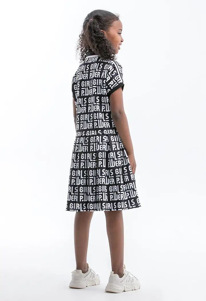 Powerpuff Girls All Over Printed Collared Dress