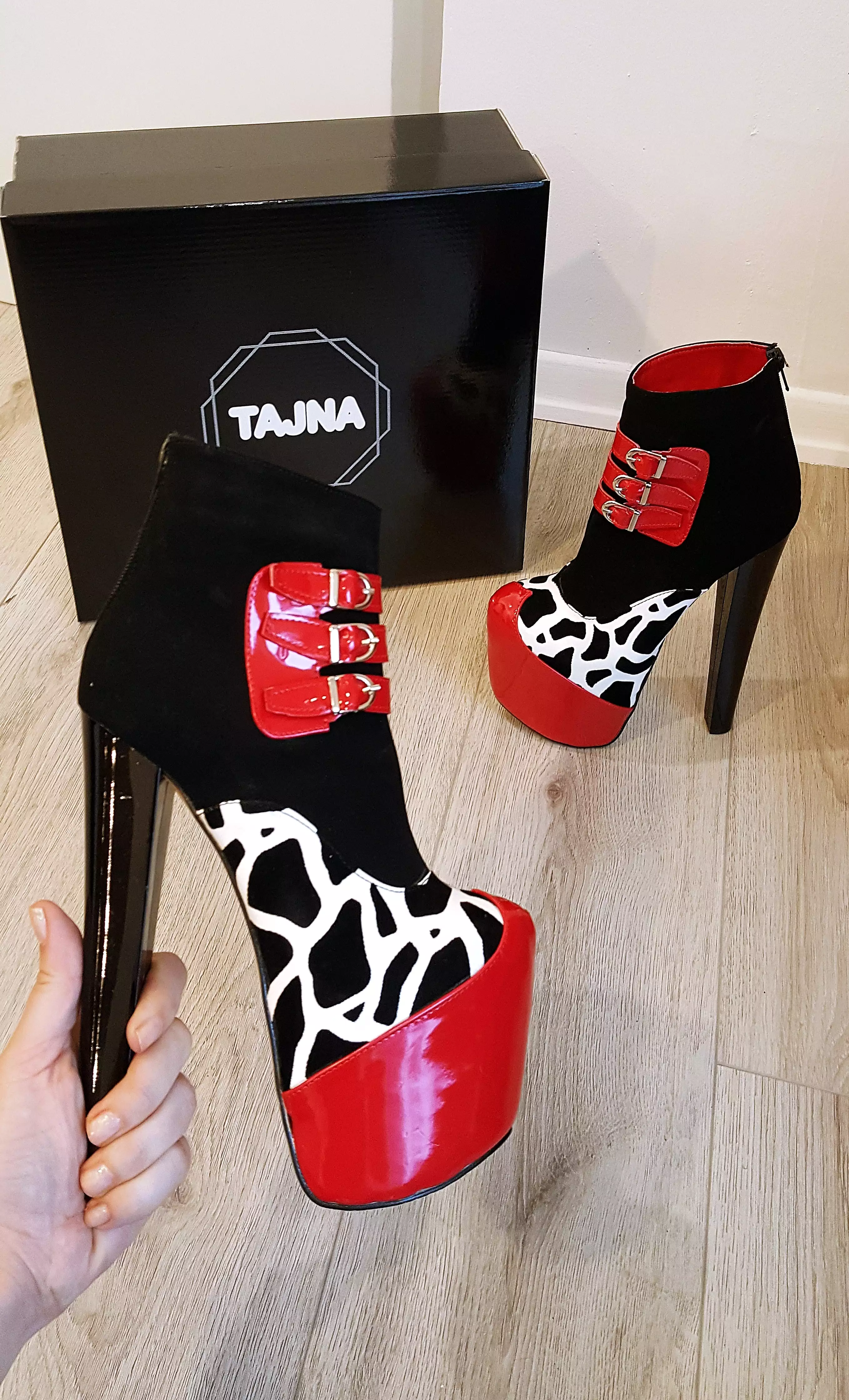 Red Black Leopard Ankle Platform Boots