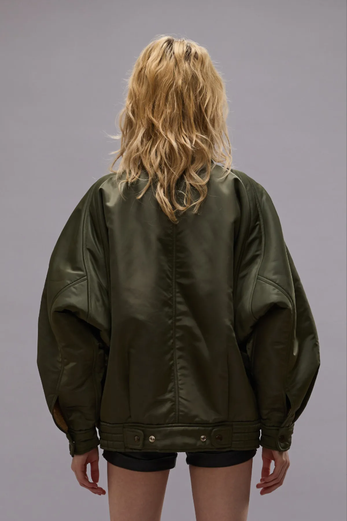 Ribbed Bomber Jacket - Olive