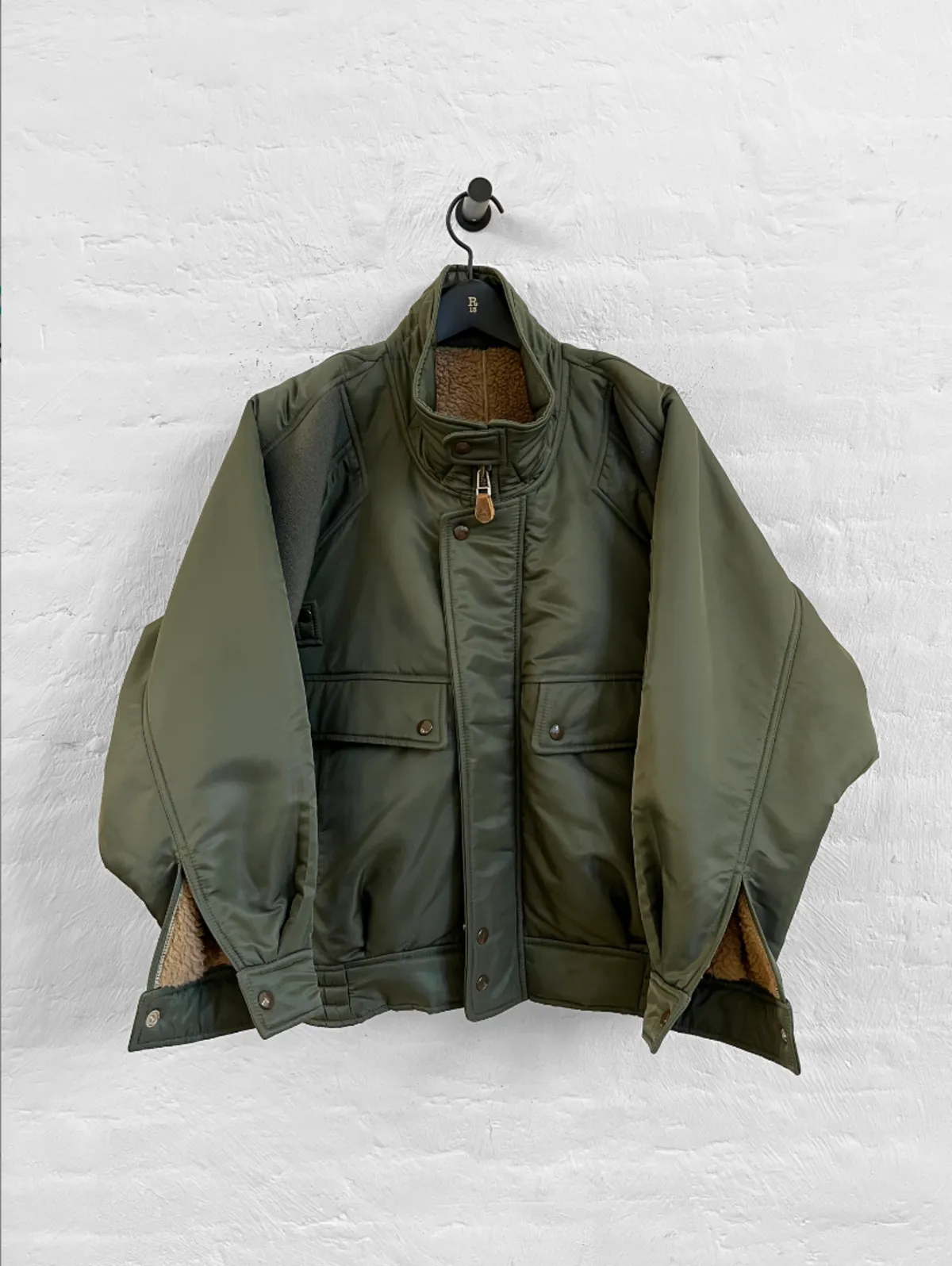 Ribbed Bomber Jacket - Olive