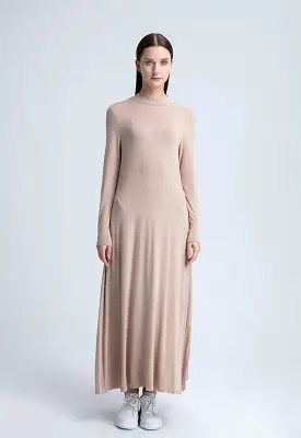 Round Neck Solid Dress