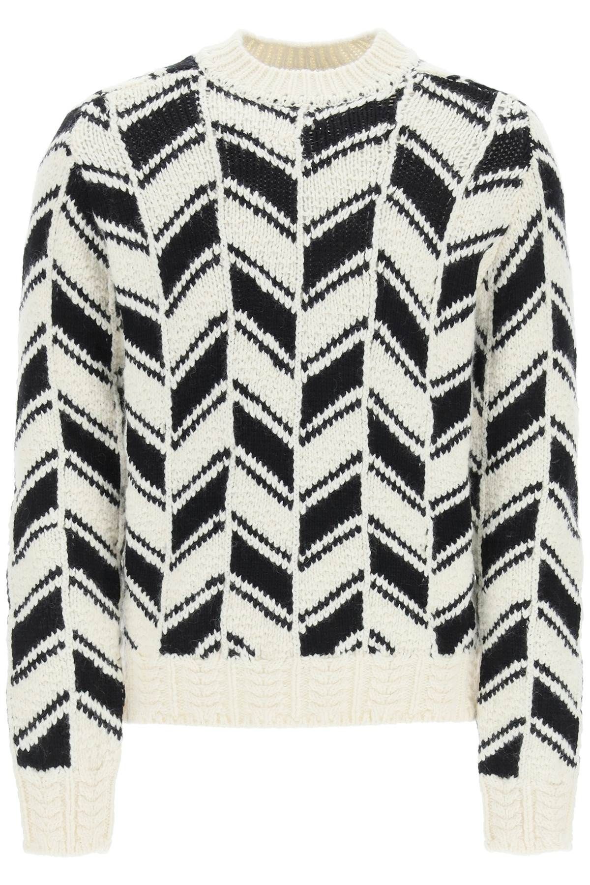 Saint Laurent  |SWEATER IN MONOCHROME CHEVRON JACQUARD