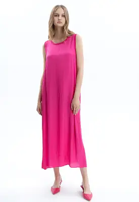 Solid A-line Maxi Sleeveless Dress