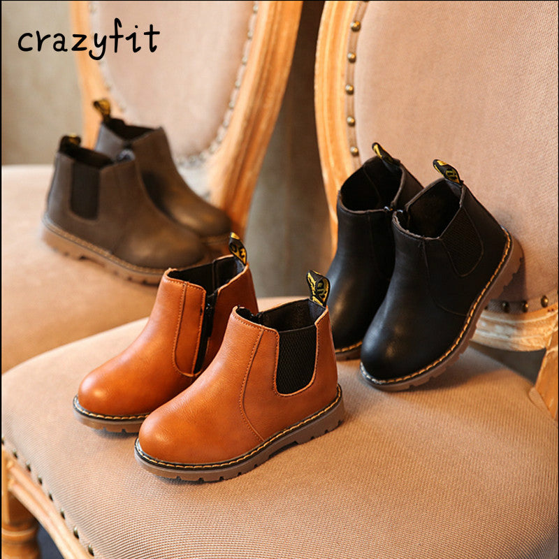 Spring Autumn Boys Girls Boots Kids Shoes Children Boys Girls Martin Boots Handmade Leather Boots Baby Boys Girls Shoes