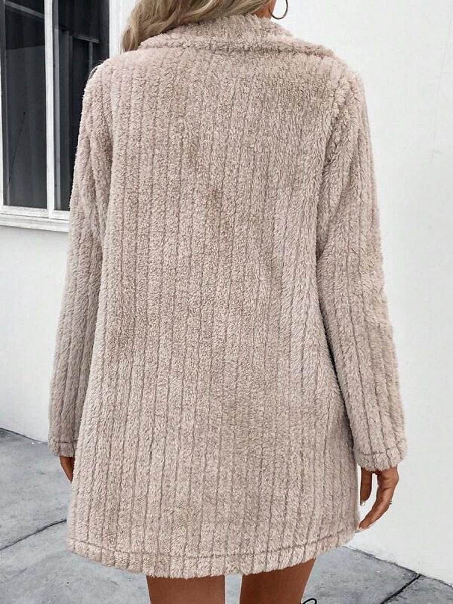 Stay Cozy and Stylish with Women's Fuzzy Apricot Long Coat