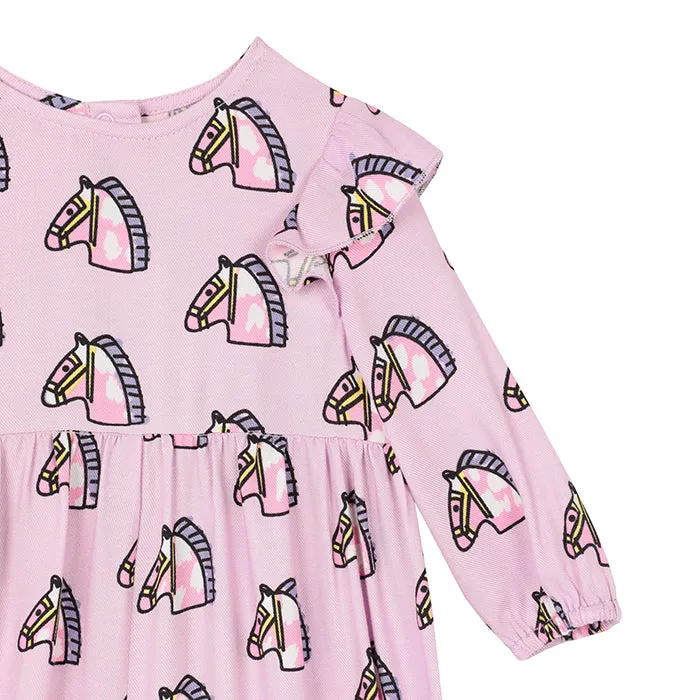 Stella McCartney Baby Jumpsuit With All Over Baby Horses Print Pink