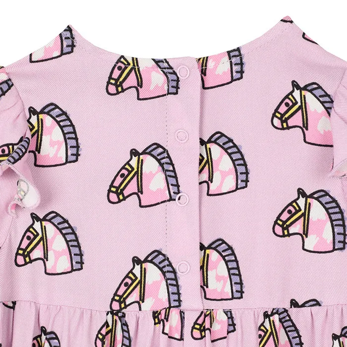 Stella McCartney Baby Jumpsuit With All Over Baby Horses Print Pink