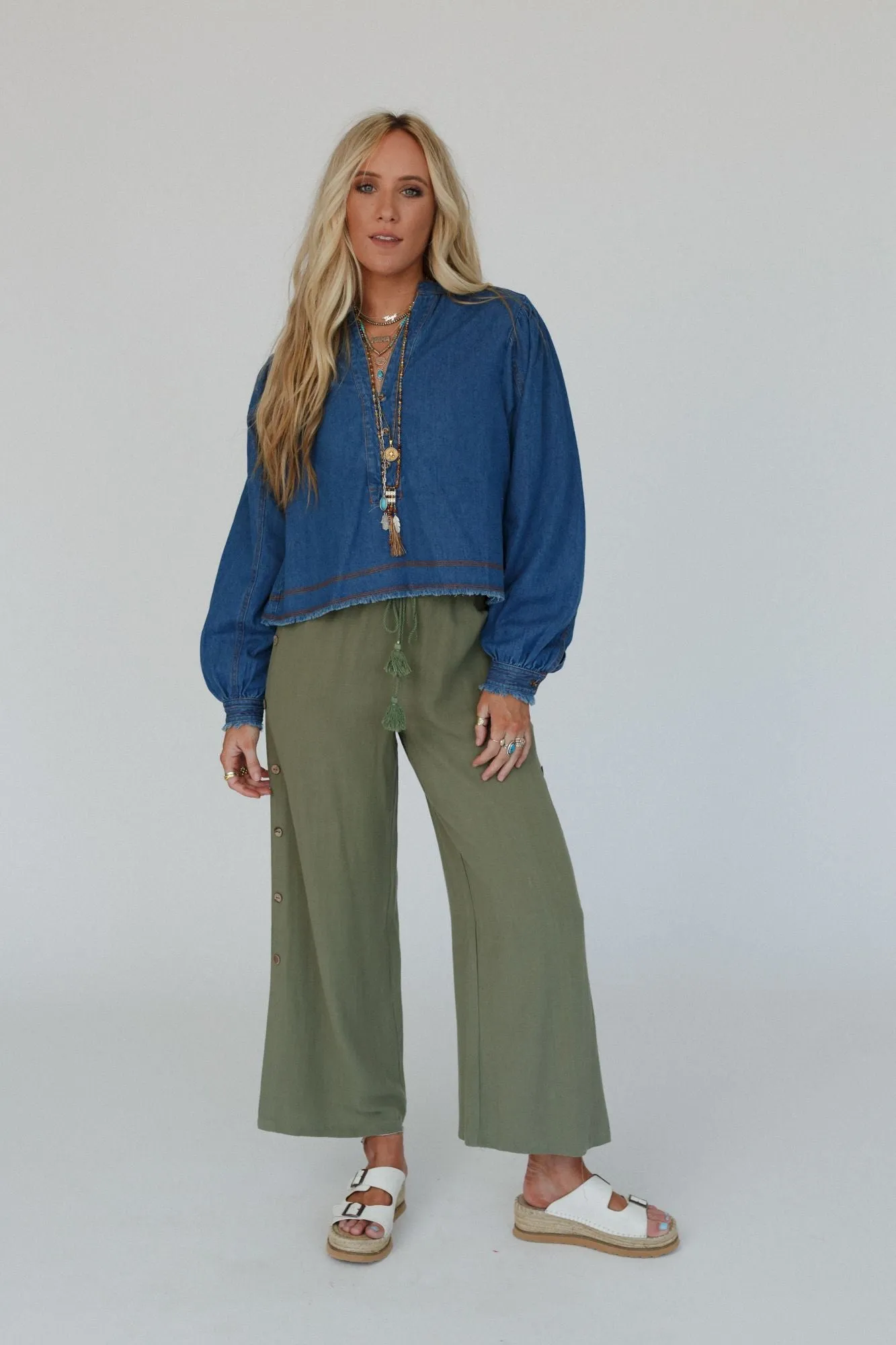 Sunny Side Wide Leg Pants - Olive