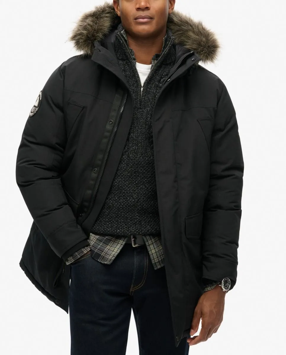 Superdry Everest Faux Fur Parka Jacket Jet Black