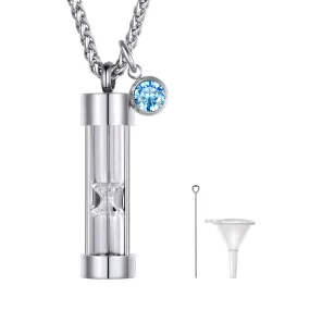 U7 Jewelry Hourglass Cremation Urn Necklace With Birthstone