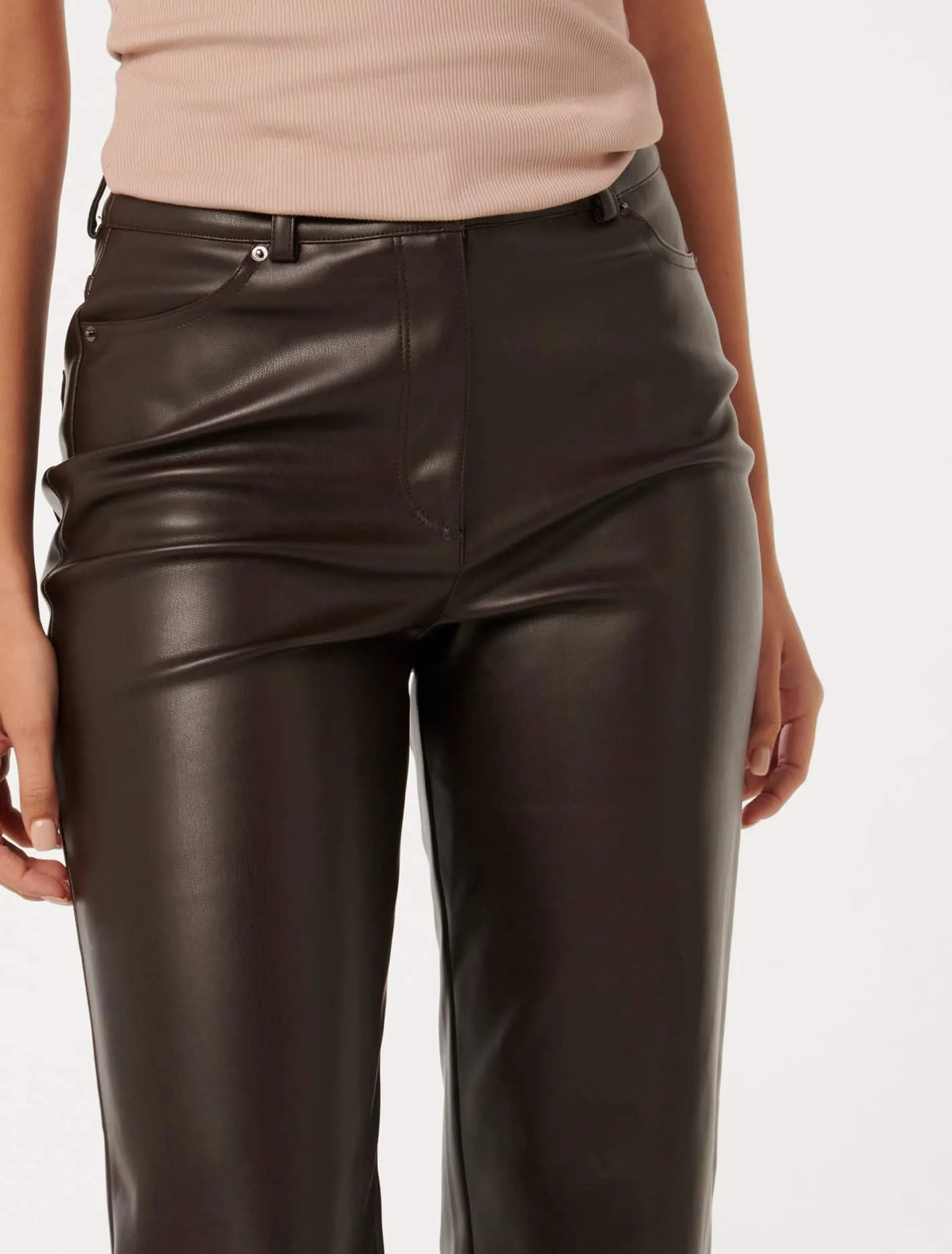 Una Vegan Leather Straight Leg Pants