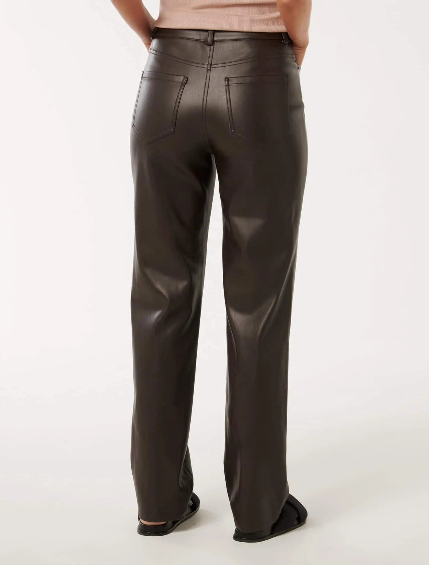 Una Vegan Leather Straight Leg Pants