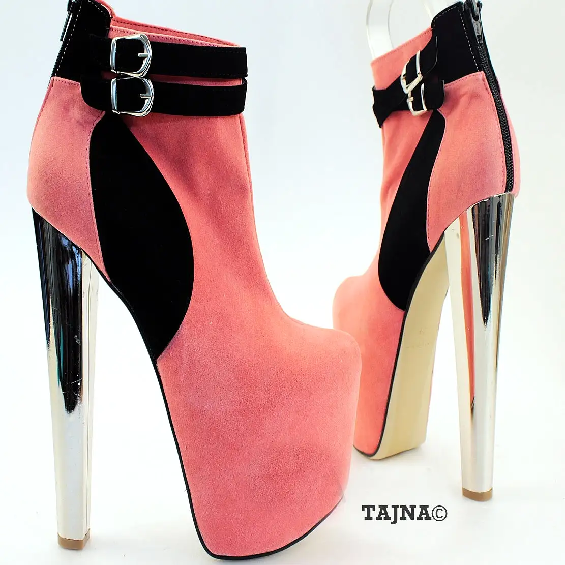 Vermilion Pink Ankle High Heel Platform Booties