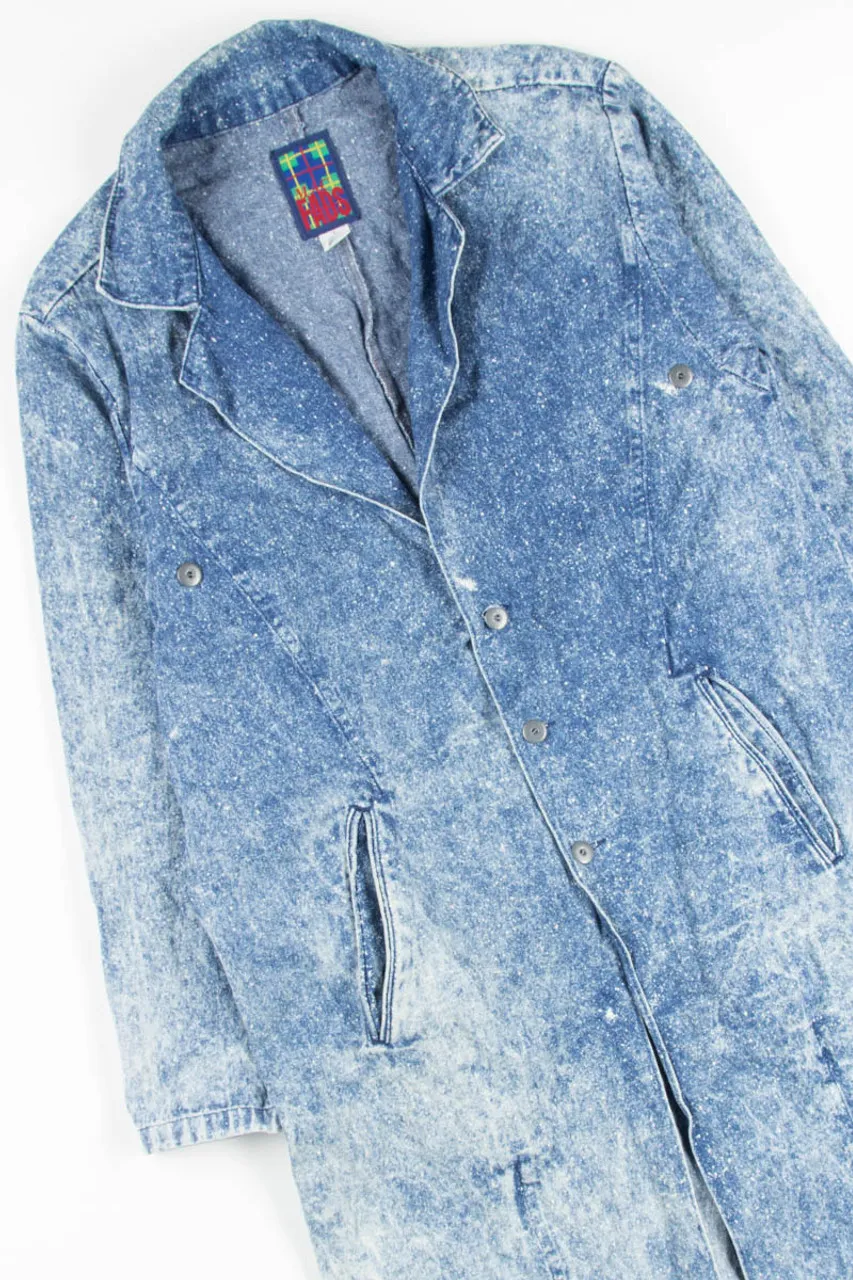 Vintage Acid Washed Denim Trench Coat