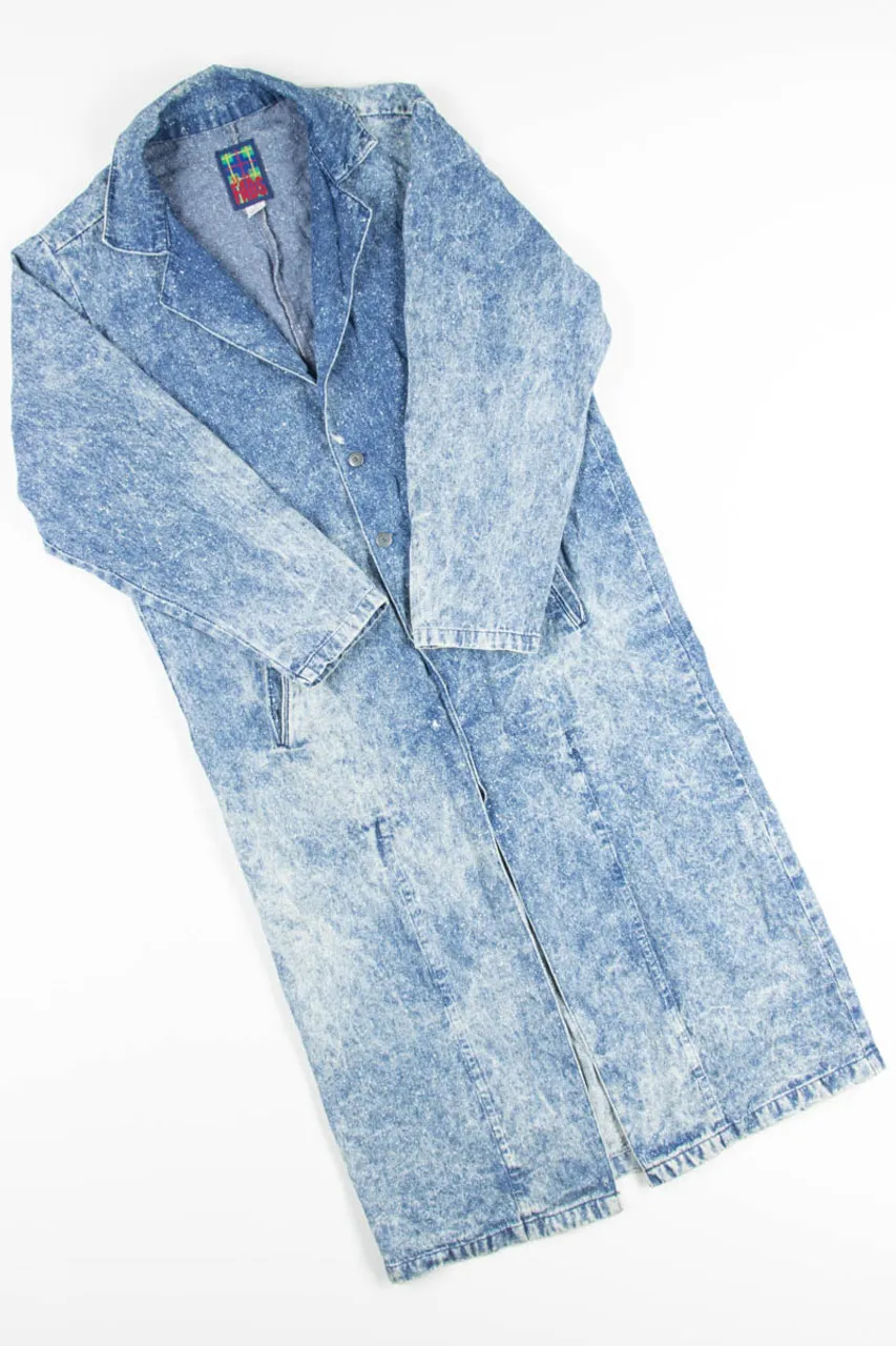 Vintage Acid Washed Denim Trench Coat