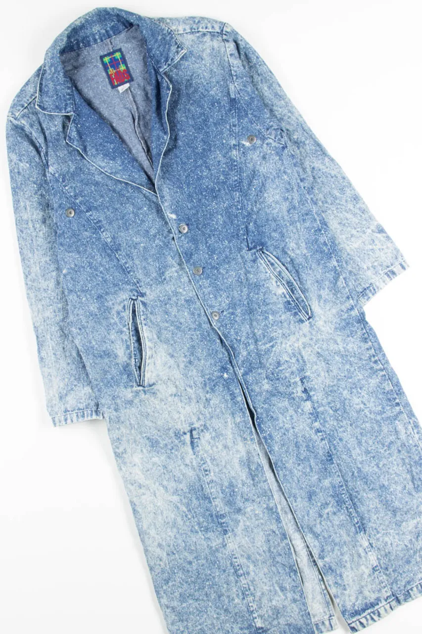 Vintage Acid Washed Denim Trench Coat