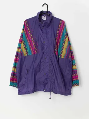 Vintage Etirel colourful rain jacket / windbreaker in purple – XL