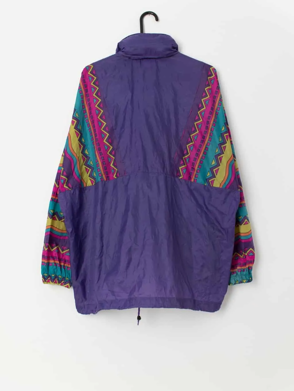 Vintage Etirel colourful rain jacket / windbreaker in purple – XL