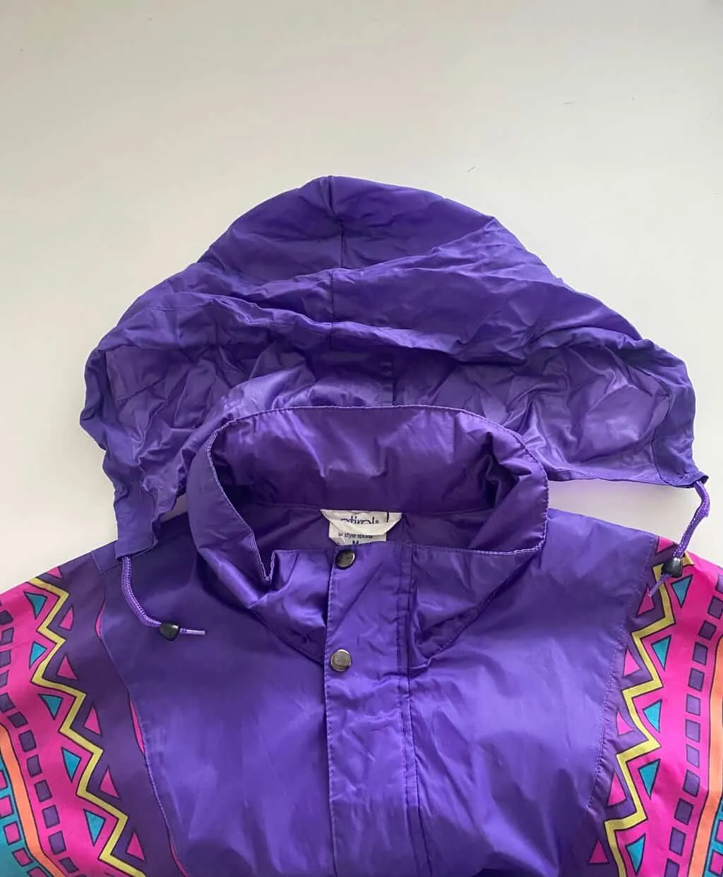 Vintage Etirel colourful rain jacket / windbreaker in purple – XL