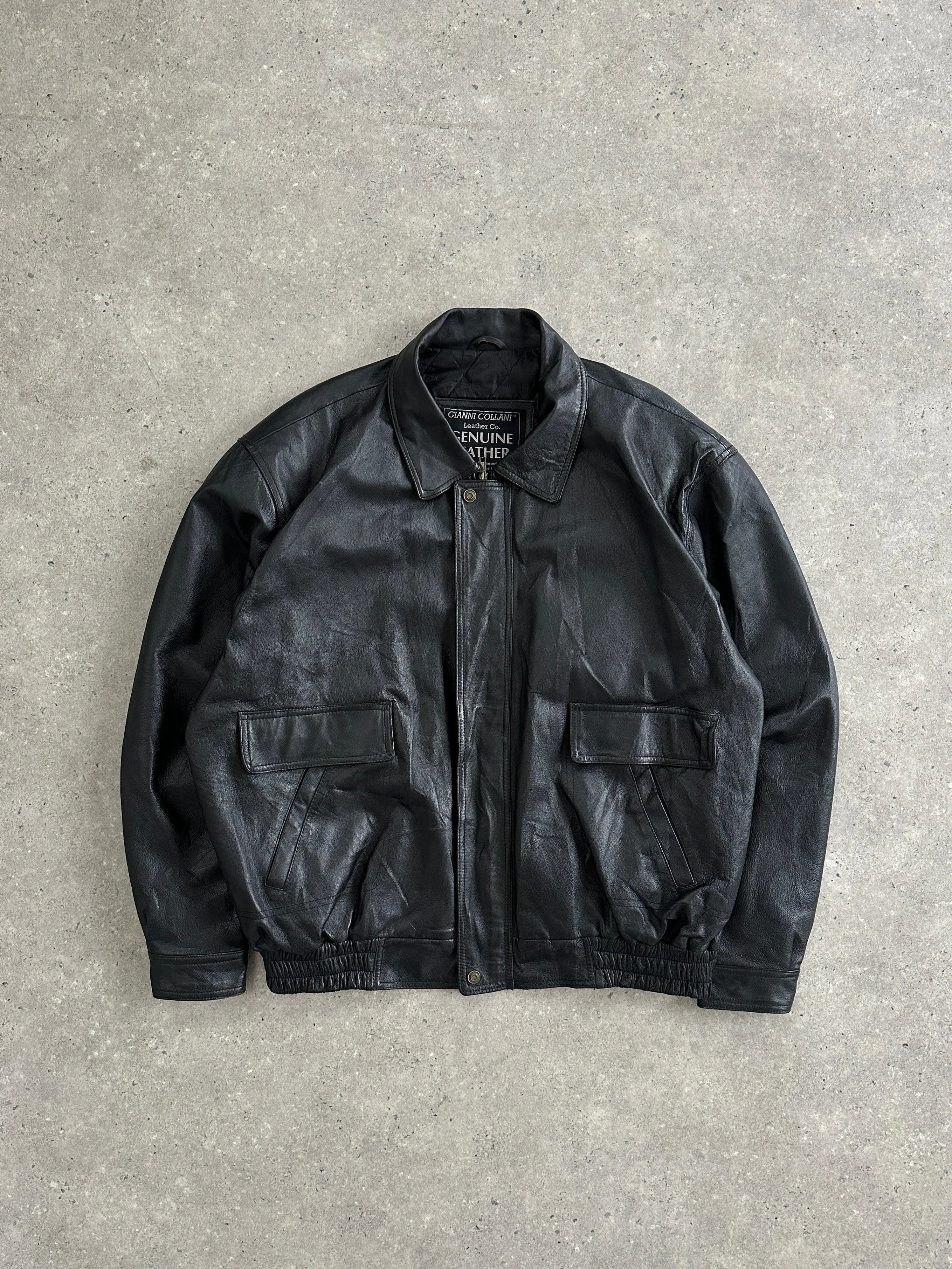 Vintage Leather Bomber Jacket - XL