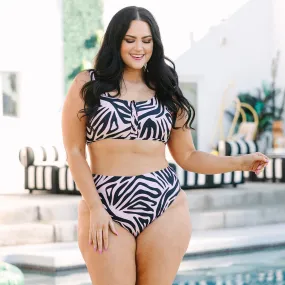 We Are All Just Coasting Swim Top, Zebra