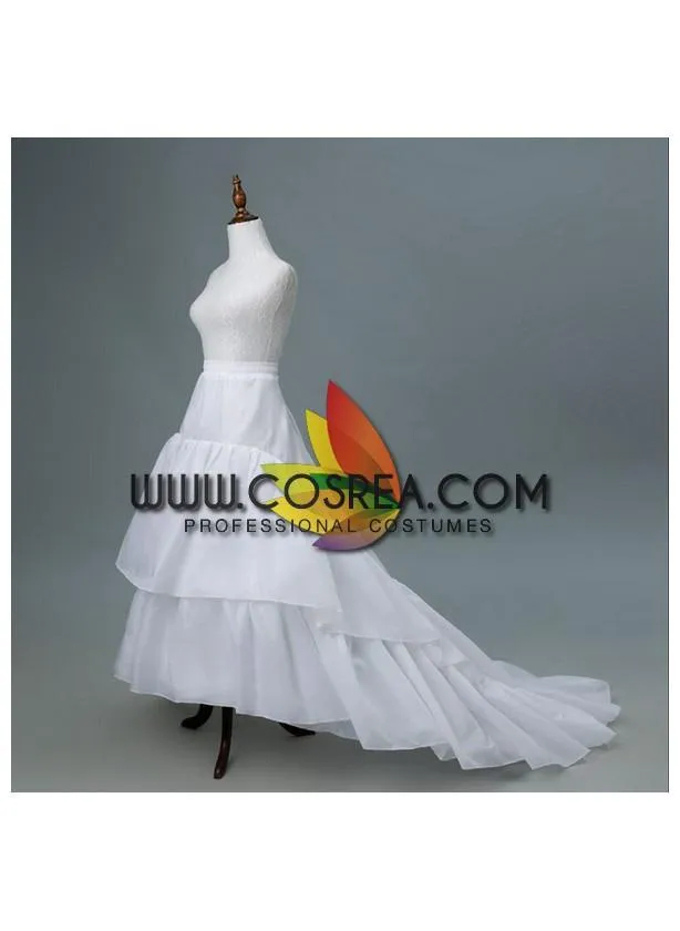 White 2 Tier Tulle Petticoat With Train