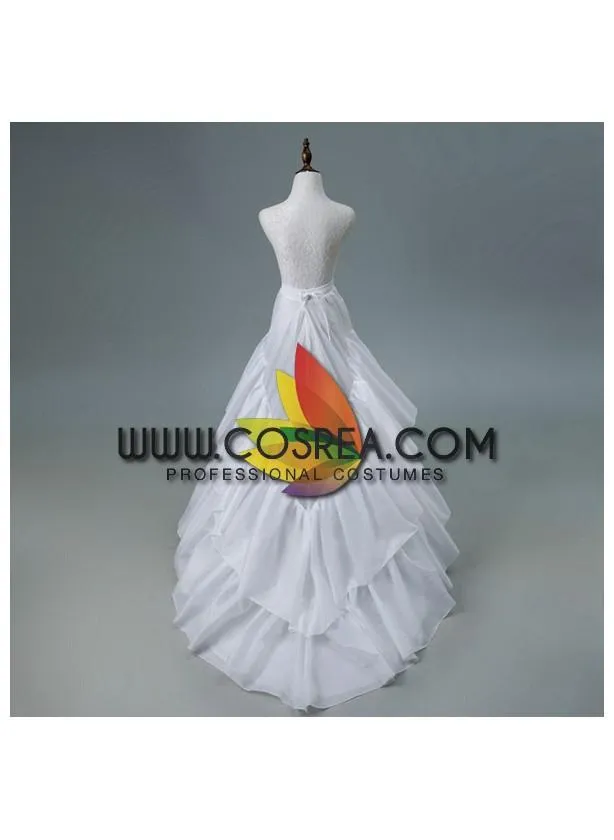 White 2 Tier Tulle Petticoat With Train