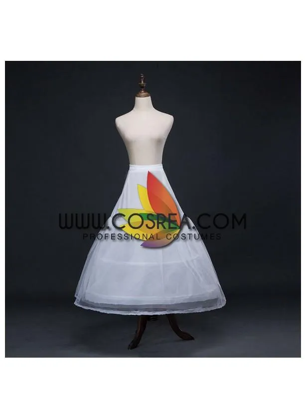 White 3 Tier With Double Layer Tulle Petticoat