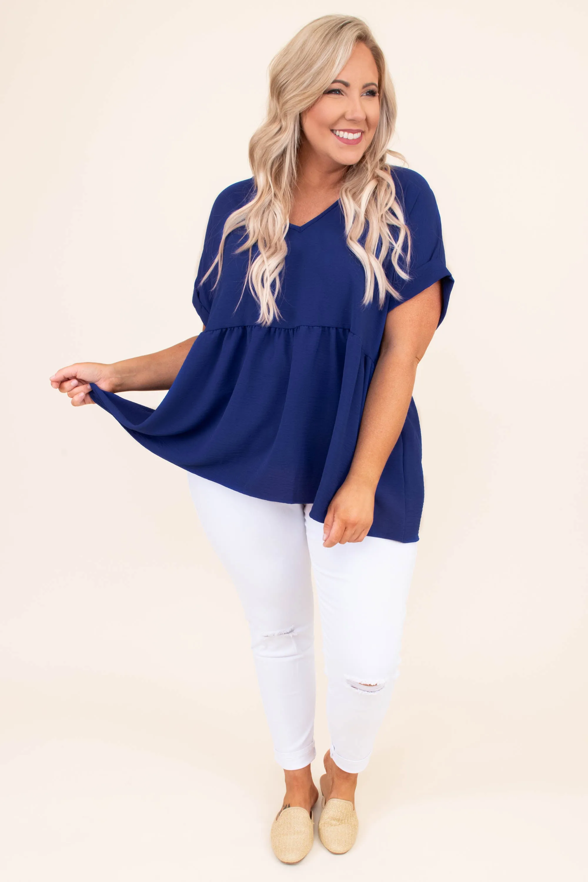 Wide Eyed Gaze Top, Royal Blue