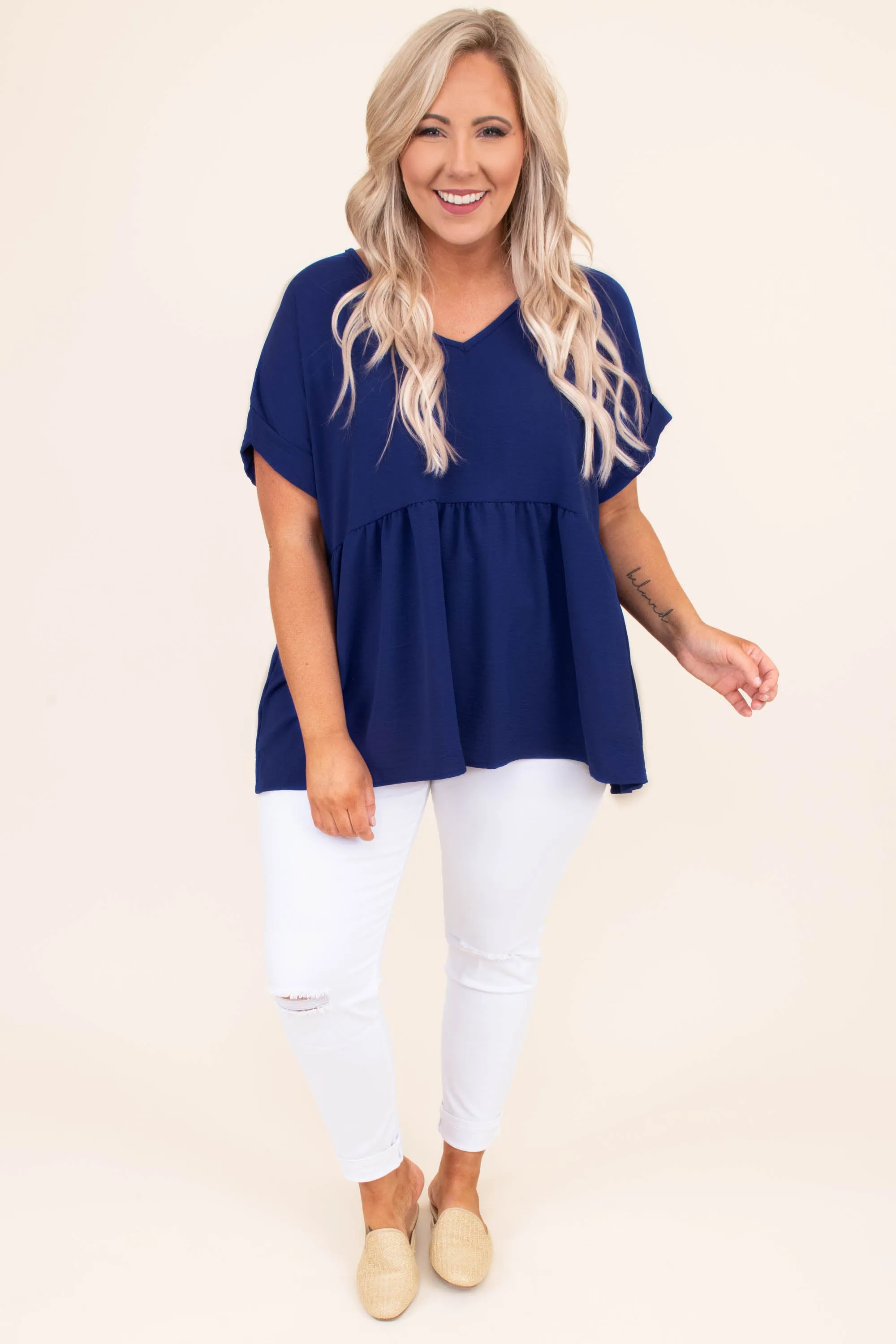 Wide Eyed Gaze Top, Royal Blue